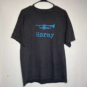 Vintage Y2K 00s Horny Trumpet Band Funny Gift Skater Grunge Raunchy Shirt Large